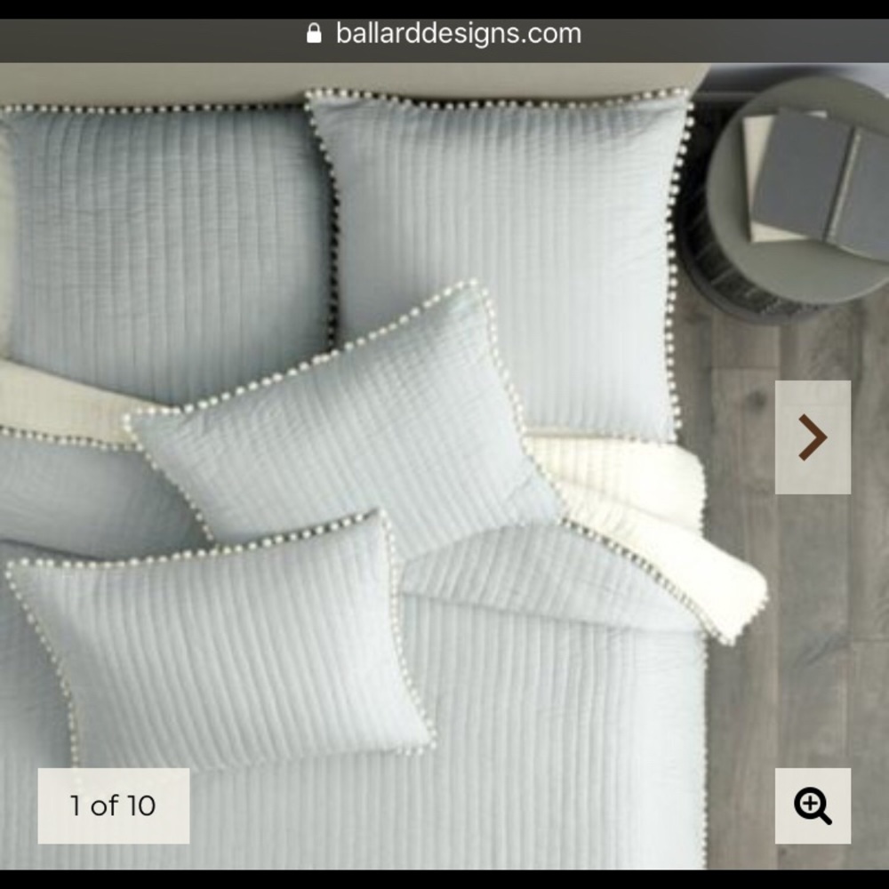 Set of NWT Ballard Audree Pom Pom Euro Shams -Spa